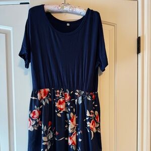 Knee Length Blue Floral dress